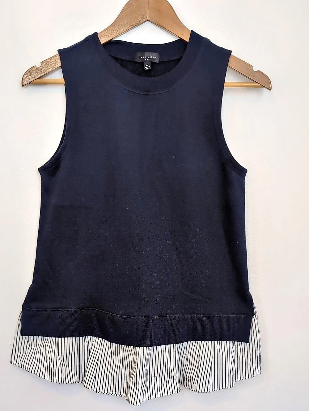 The Limited Striped Hem Tank Top in Navy Blue & White Size XS
